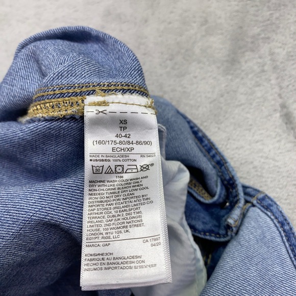 Gap Denim Bib Overalls Medium Wash Blue Cotton Straight Leg Womens XS Fits 30" - Picture 7 of 9